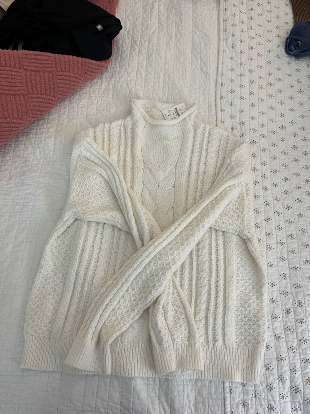 J. Crew Ivory Cable-Knit Turtleneck Sweater